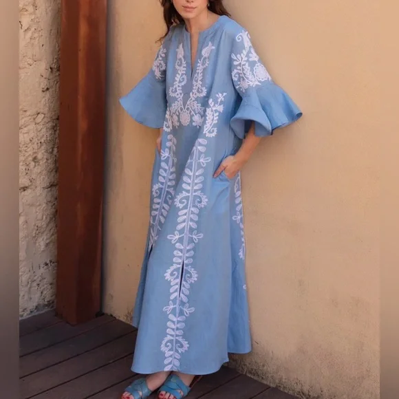 March 11 Dresses | Nwt March 11 Annabell Maxi Dress In Baby Blue - Xl | Color: Blue/White | Size: Xl | Laushap's Closet